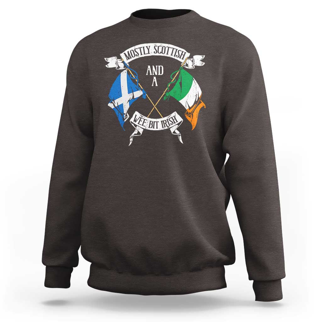 Funny Scots-Irish Pride Sweatshirt Mostly Scottish Wee Bit Irish
