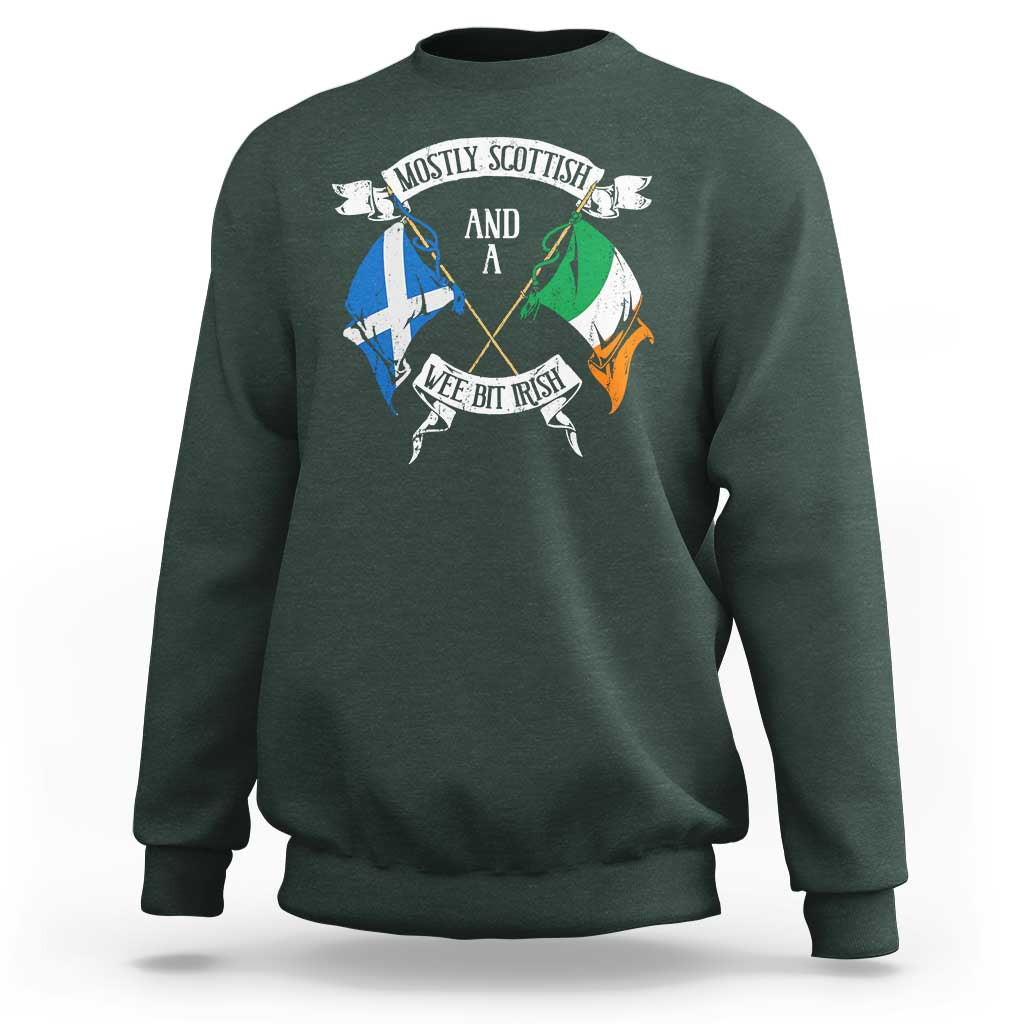 Funny Scots-Irish Pride Sweatshirt Mostly Scottish Wee Bit Irish
