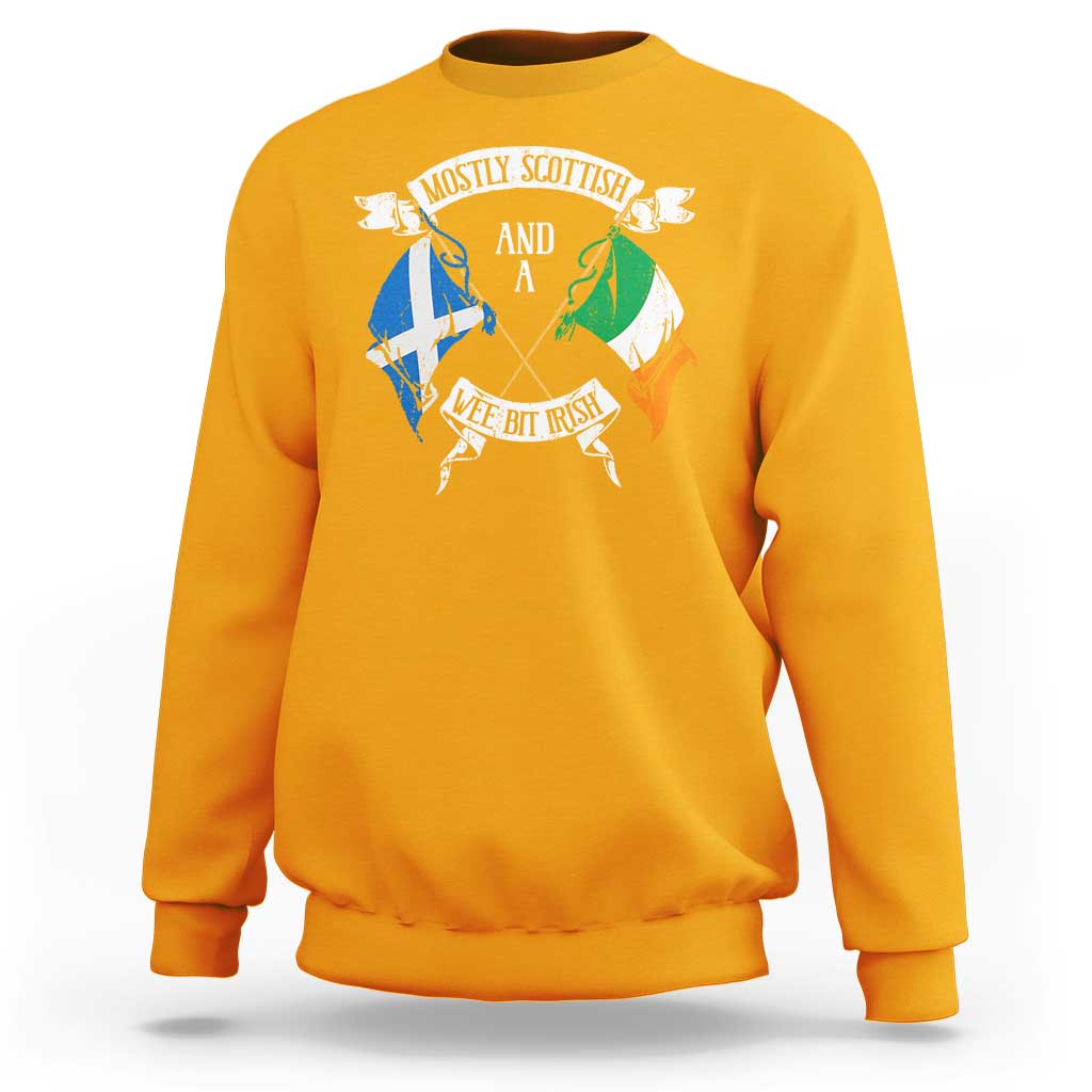 Funny Scots-Irish Pride Sweatshirt Mostly Scottish Wee Bit Irish