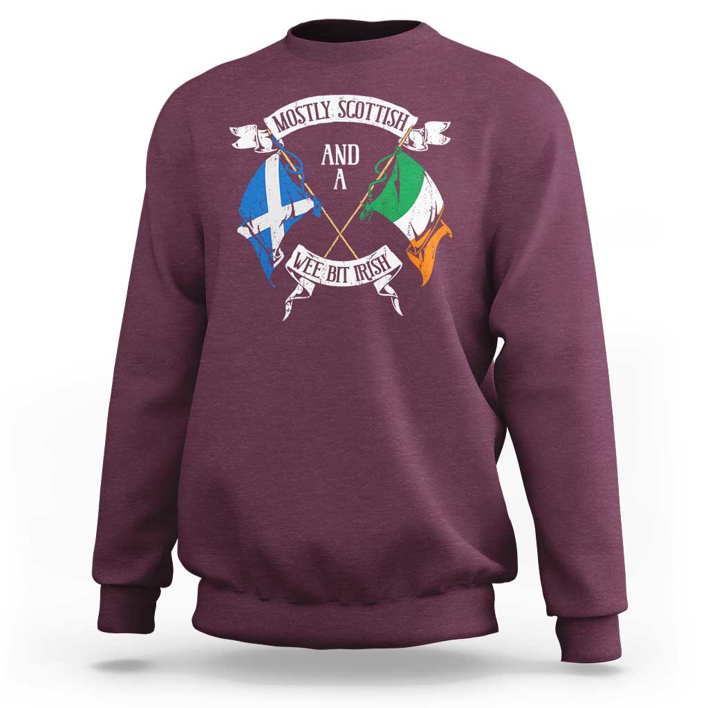 Funny Scots-Irish Pride Sweatshirt Mostly Scottish Wee Bit Irish