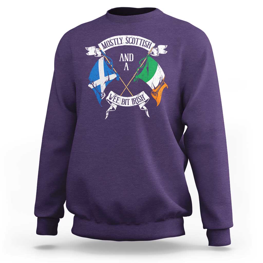 Funny Scots-Irish Pride Sweatshirt Mostly Scottish Wee Bit Irish