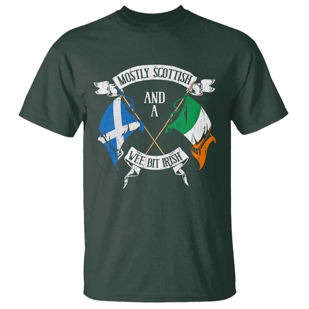 Funny Scots-Irish Pride T Shirt Mostly Scottish Wee Bit Irish