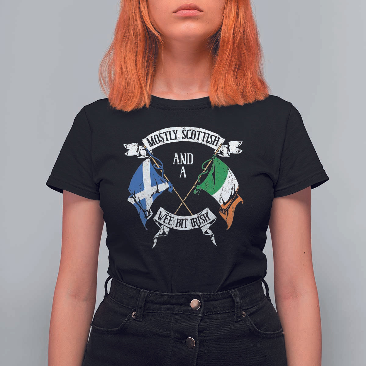 Funny Scots-Irish Pride T Shirt For Women Mostly Scottish Wee Bit Irish