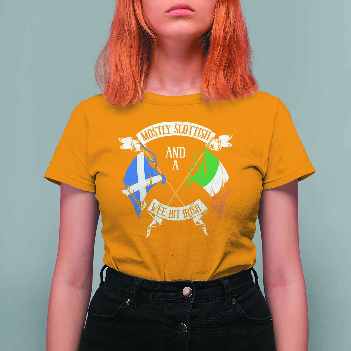 Funny Scots-Irish Pride T Shirt For Women Mostly Scottish Wee Bit Irish