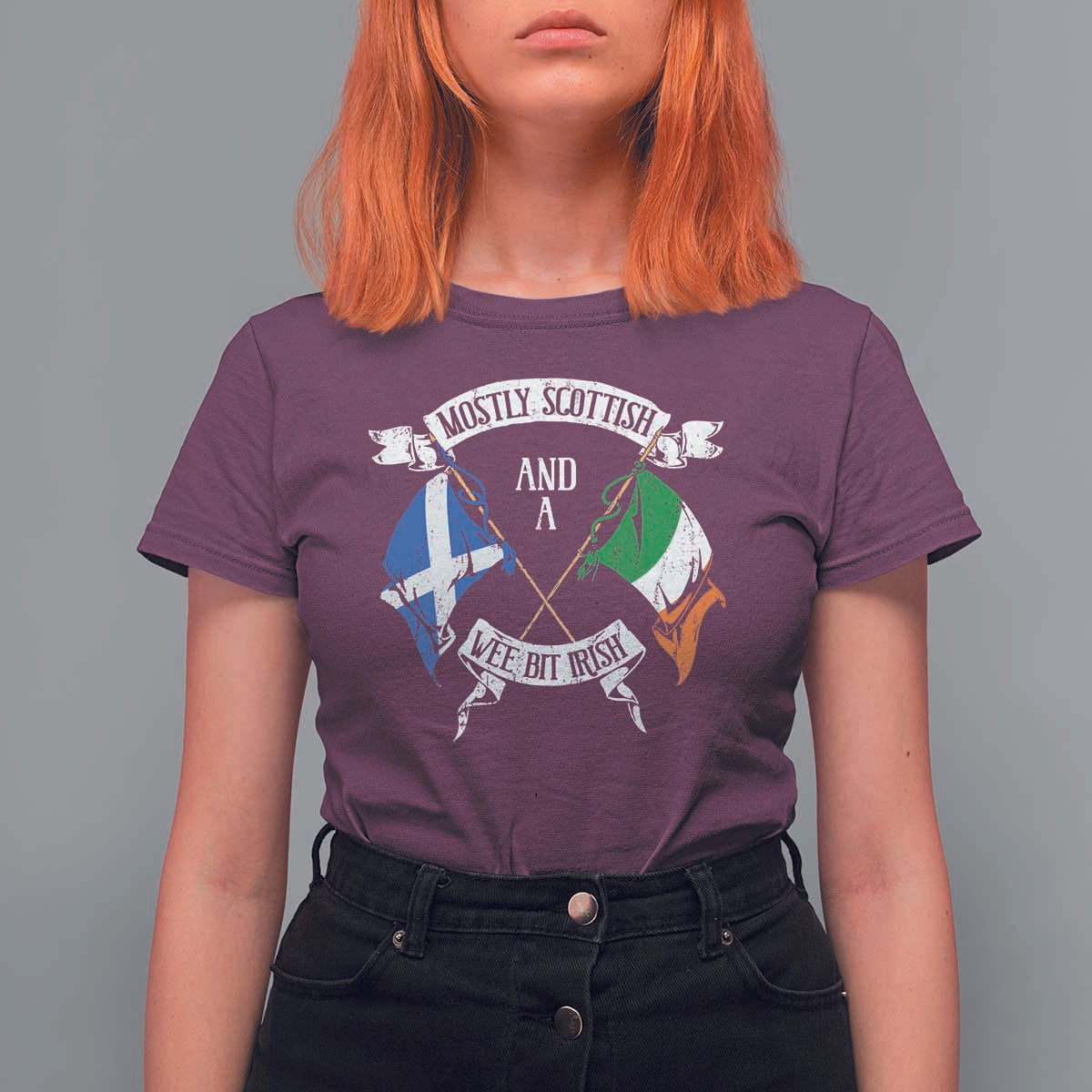 Funny Scots-Irish Pride T Shirt For Women Mostly Scottish Wee Bit Irish