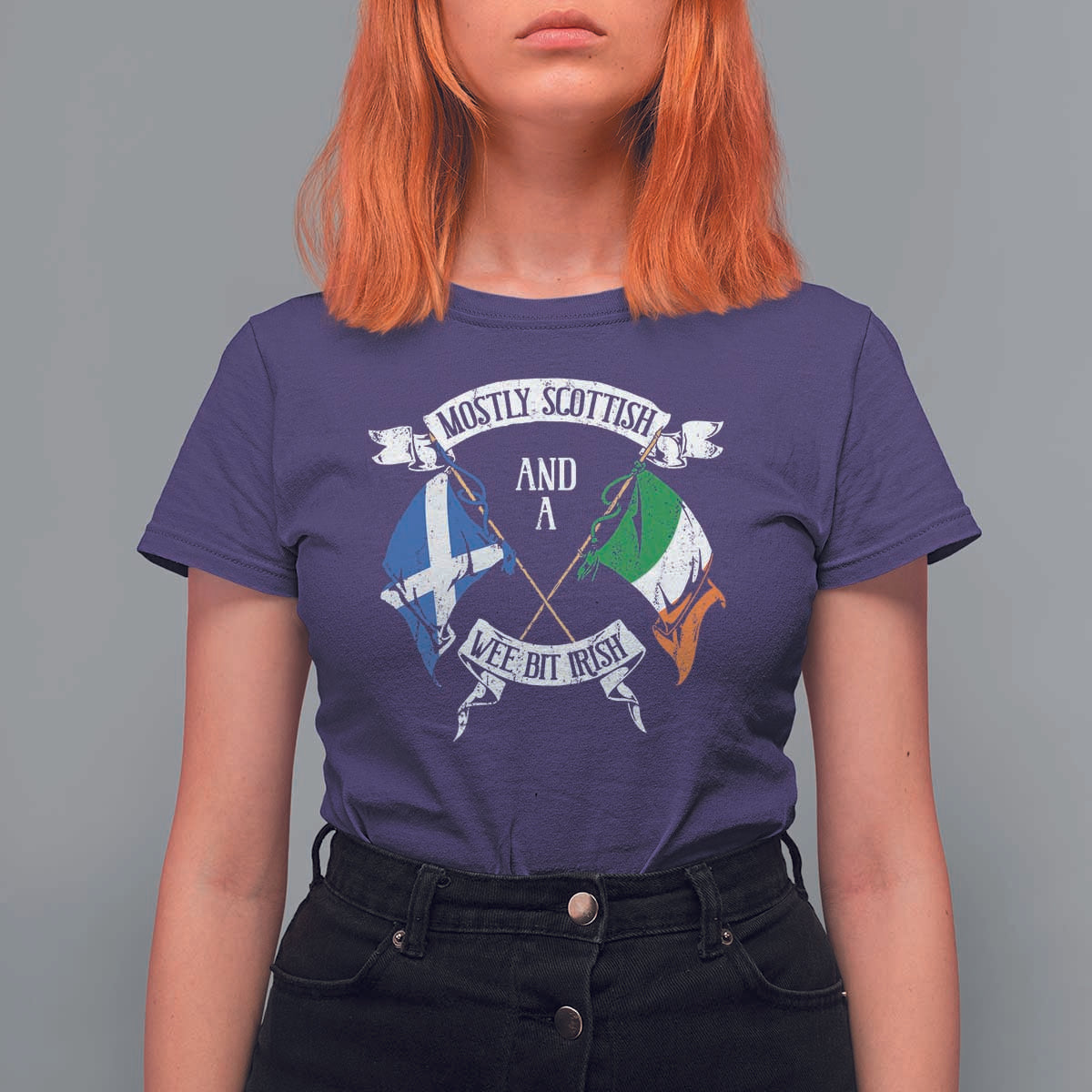 Funny Scots-Irish Pride T Shirt For Women Mostly Scottish Wee Bit Irish