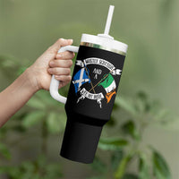 Funny Scots-Irish Pride Tumbler With Handle Mostly Scottish Wee Bit Irish