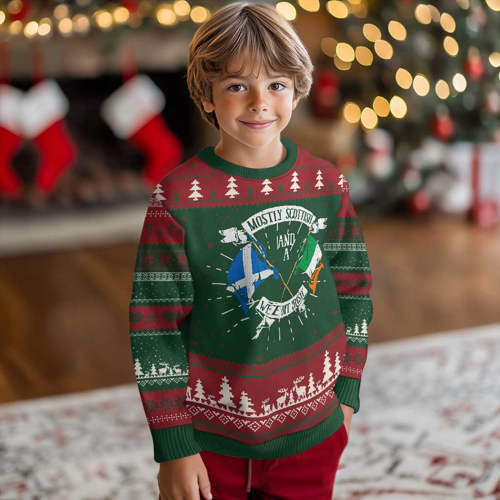 Funny Scots-Irish Pride Knitted Sweatshirt Mostly Scottish Wee Bit Irish