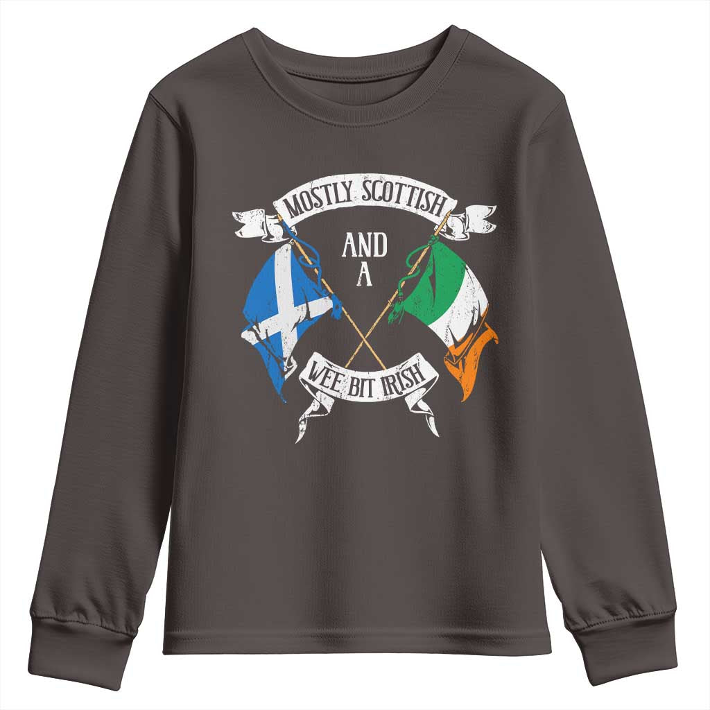 Funny Scots-Irish Pride Youth Sweatshirt Mostly Scottish Wee Bit Irish