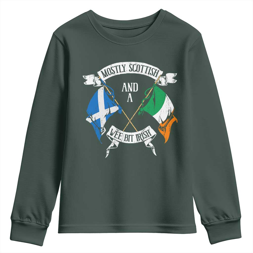 Funny Scots-Irish Pride Youth Sweatshirt Mostly Scottish Wee Bit Irish