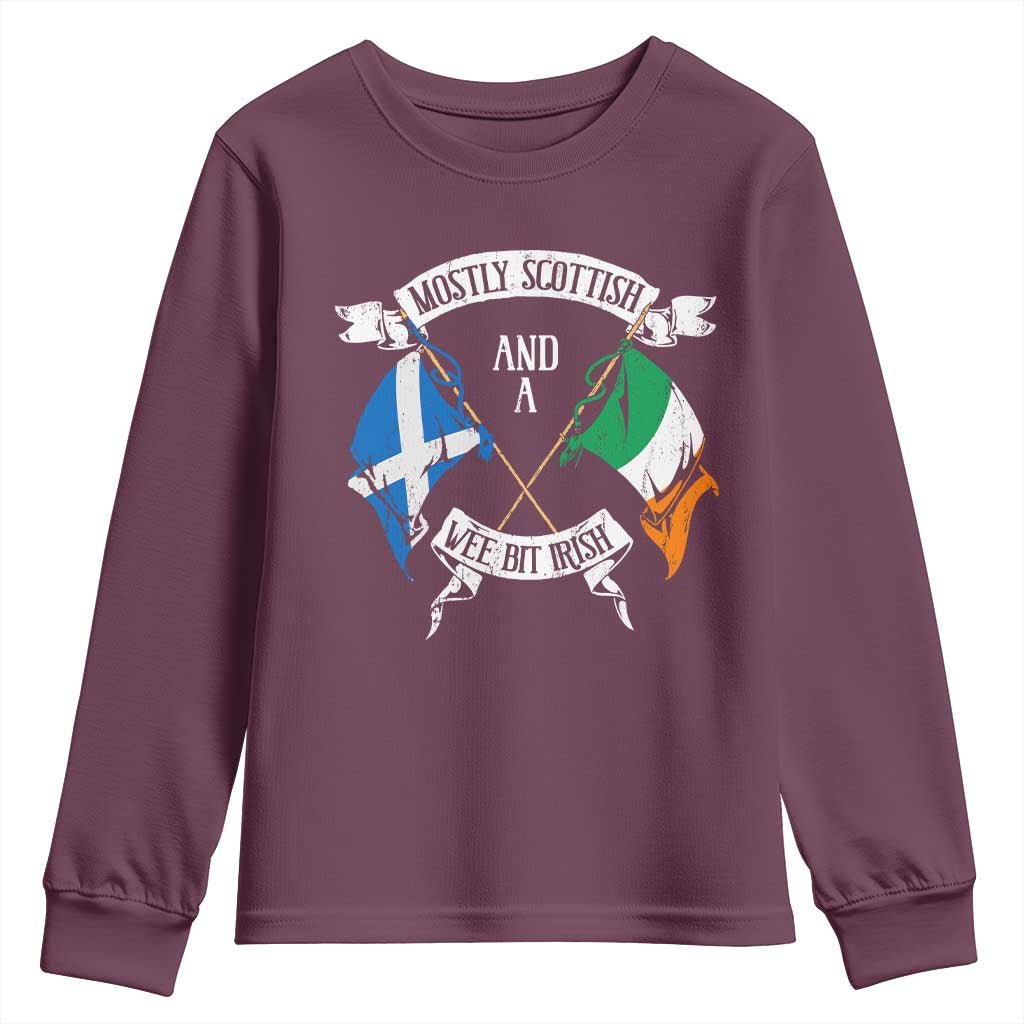 Funny Scots-Irish Pride Youth Sweatshirt Mostly Scottish Wee Bit Irish