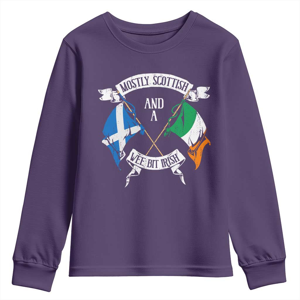 Funny Scots-Irish Pride Youth Sweatshirt Mostly Scottish Wee Bit Irish