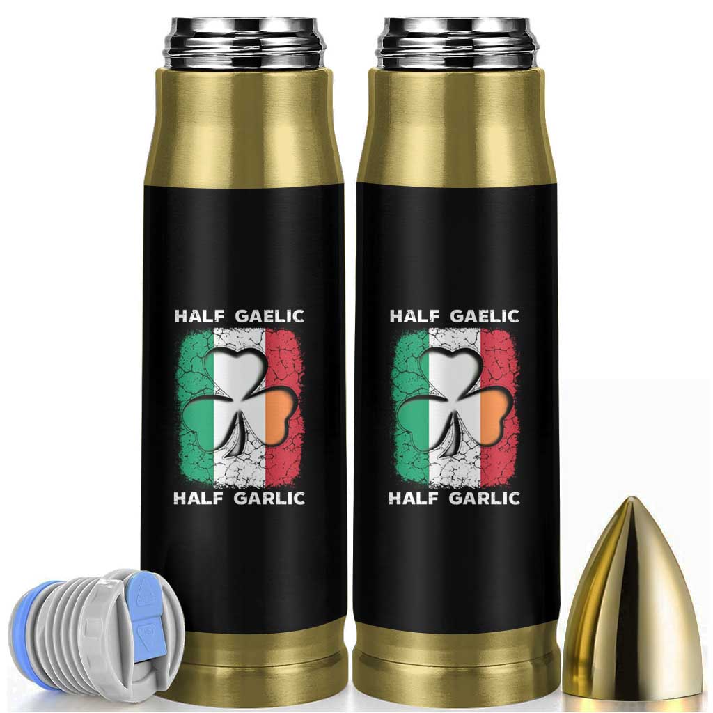 Irish Italian Pride Bullet Tumbler Half Gaelic Half Garlic Shamrock Ireland Italy Flag