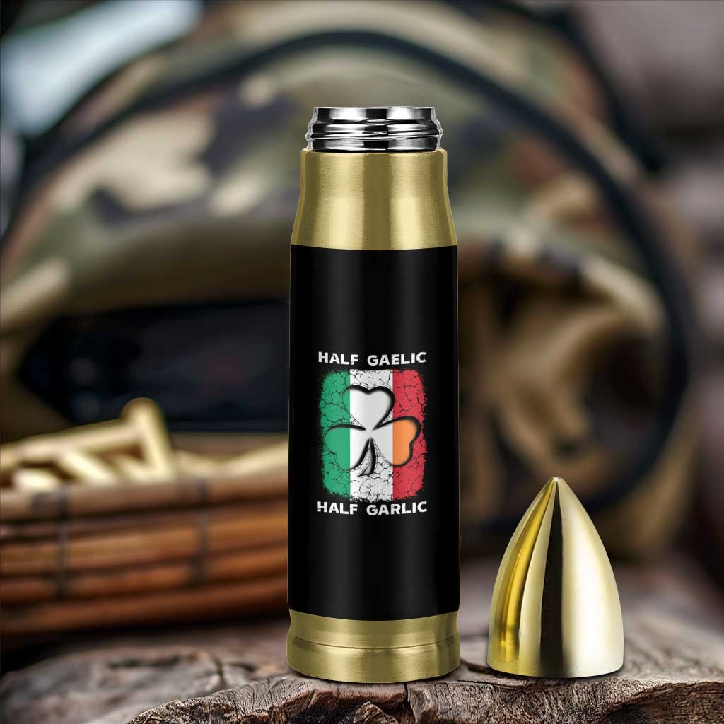 Irish Italian Pride Bullet Tumbler Half Gaelic Half Garlic Shamrock Ireland Italy Flag