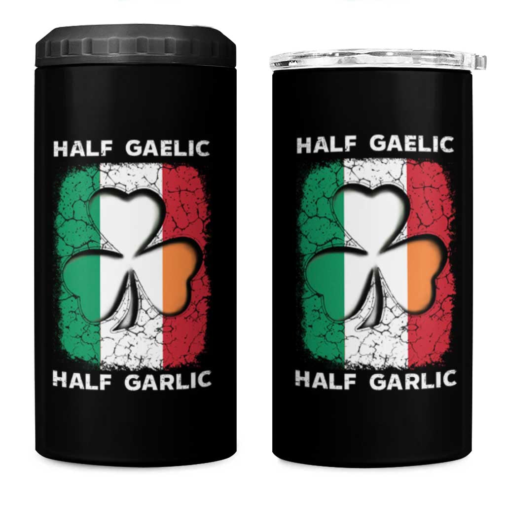 Irish Italian Pride 4 in 1 Can Cooler Tumbler Half Gaelic Half Garlic Shamrock Ireland Italy Flag