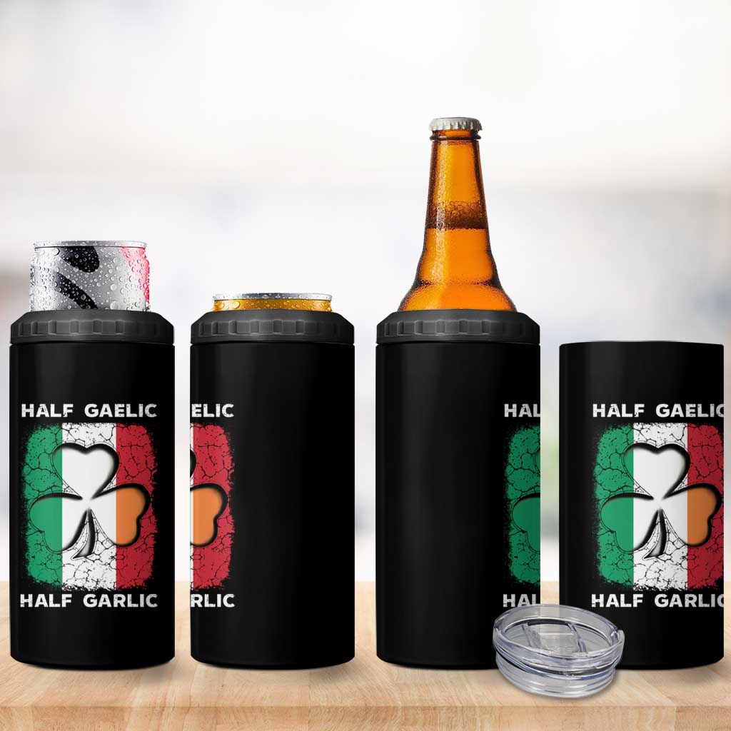 Irish Italian Pride 4 in 1 Can Cooler Tumbler Half Gaelic Half Garlic Shamrock Ireland Italy Flag