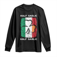 Irish Italian Pride Long Sleeve Shirt Half Gaelic Half Garlic Shamrock Ireland Italy Flag