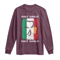 Irish Italian Pride Long Sleeve Shirt Half Gaelic Half Garlic Shamrock Ireland Italy Flag