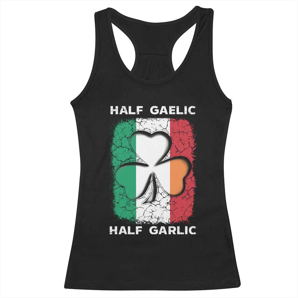 Irish Italian Pride Racerback Tank Top Half Gaelic Half Garlic Shamrock Ireland Italy Flag