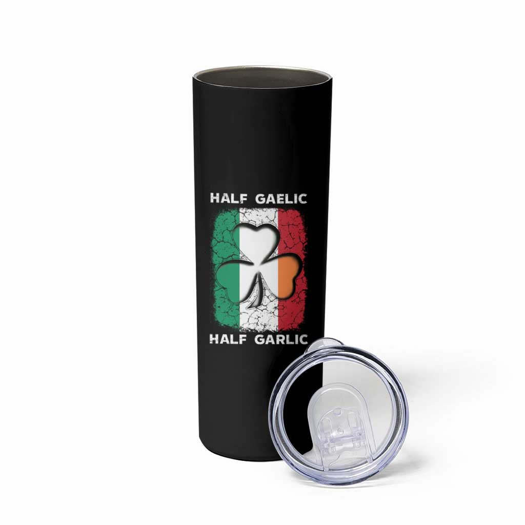 Irish Italian Pride Skinny Tumbler Half Gaelic Half Garlic Shamrock Ireland Italy Flag