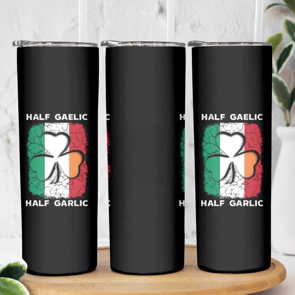 Irish Italian Pride Skinny Tumbler Half Gaelic Half Garlic Shamrock Ireland Italy Flag