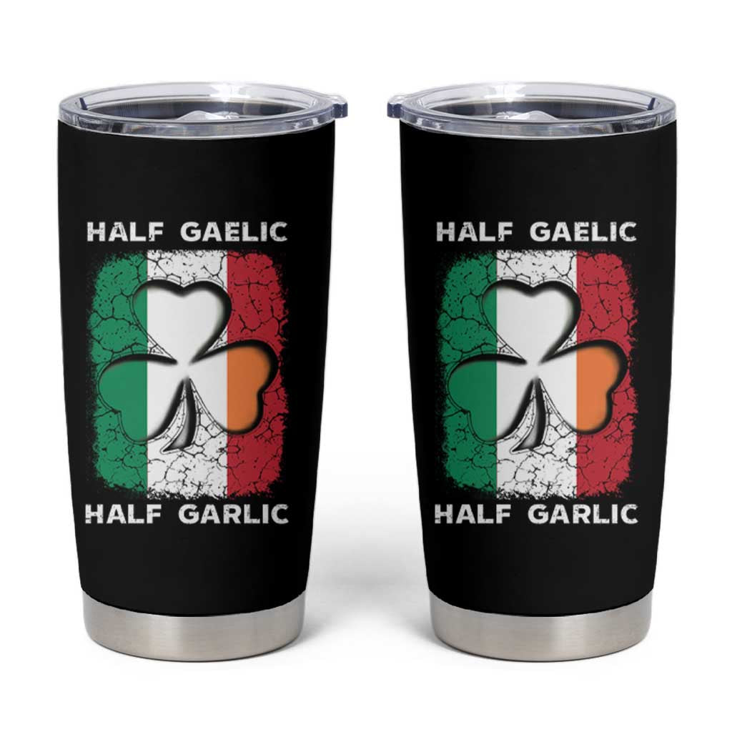 Irish Italian Pride Tumbler Cup Half Gaelic Half Garlic Shamrock Ireland Italy Flag