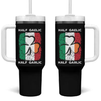 Irish Italian Pride Tumbler With Handle Half Gaelic Half Garlic Shamrock Ireland Italy Flag