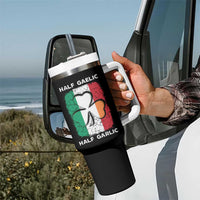 Irish Italian Pride Tumbler With Handle Half Gaelic Half Garlic Shamrock Ireland Italy Flag