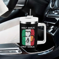 Irish Italian Pride Tumbler With Handle Half Gaelic Half Garlic Shamrock Ireland Italy Flag