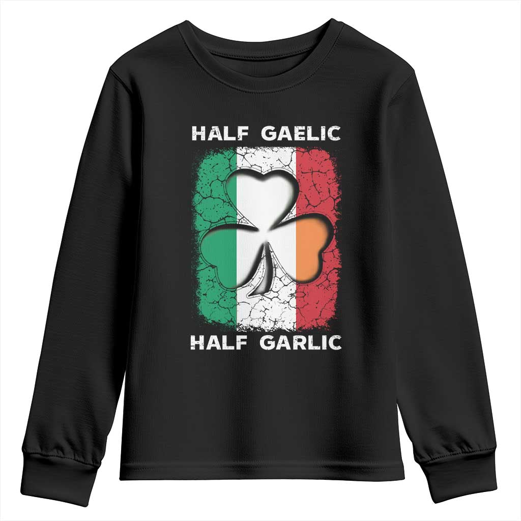 Irish Italian Pride Youth Sweatshirt Half Gaelic Half Garlic Shamrock Ireland Italy Flag