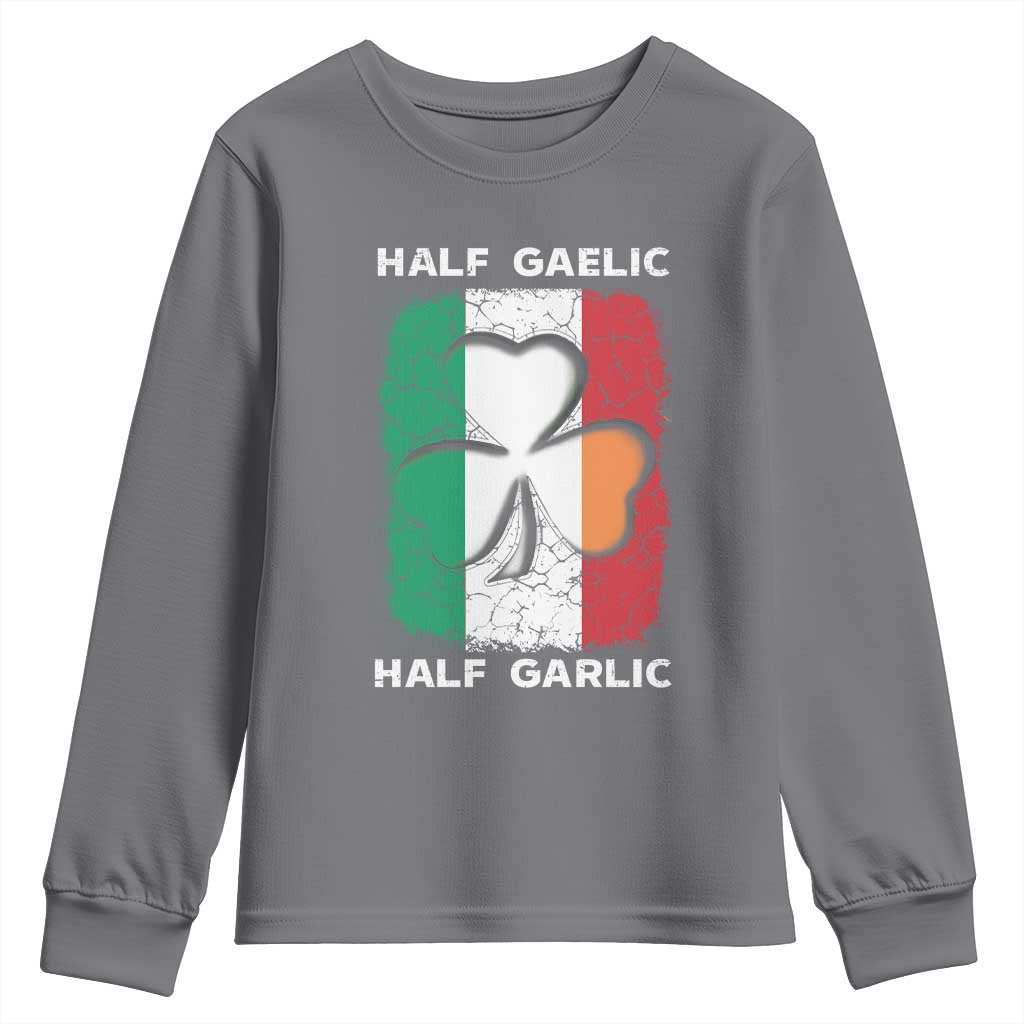 Irish Italian Pride Youth Sweatshirt Half Gaelic Half Garlic Shamrock Ireland Italy Flag