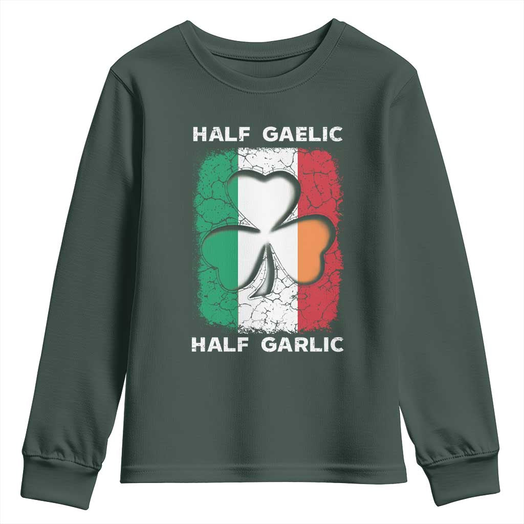 Irish Italian Pride Youth Sweatshirt Half Gaelic Half Garlic Shamrock Ireland Italy Flag