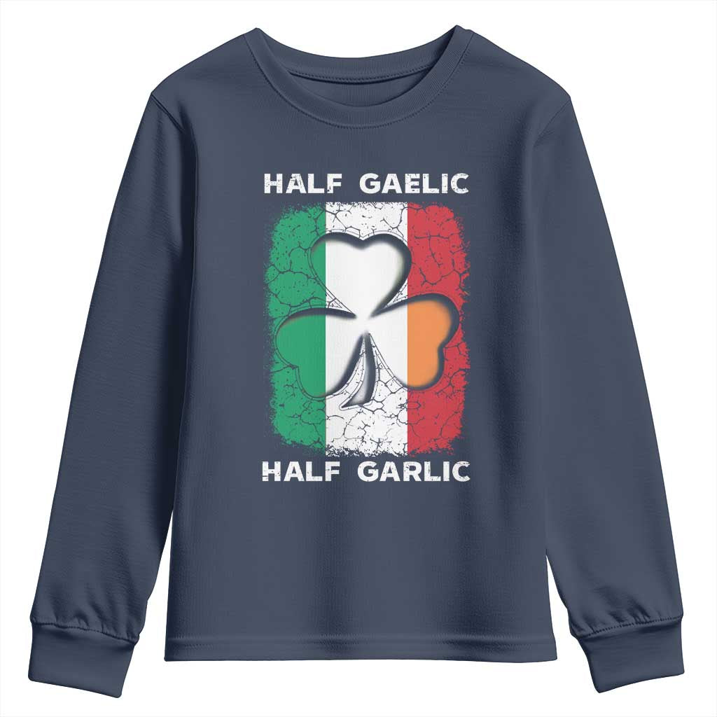 Irish Italian Pride Youth Sweatshirt Half Gaelic Half Garlic Shamrock Ireland Italy Flag