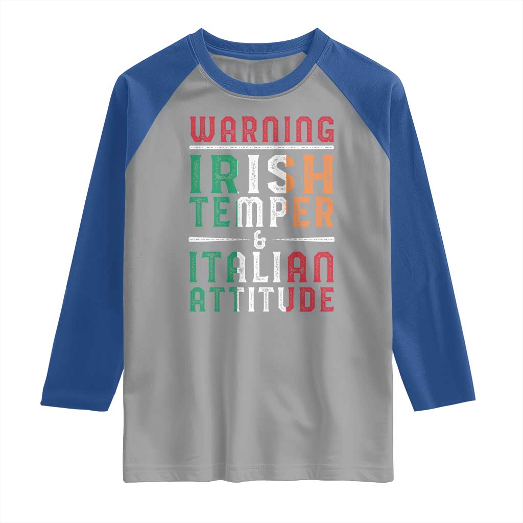 Funny Irish Temper Italian Attitude Raglan Shirt
