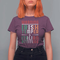 Funny Irish Temper Italian Attitude T Shirt For Women