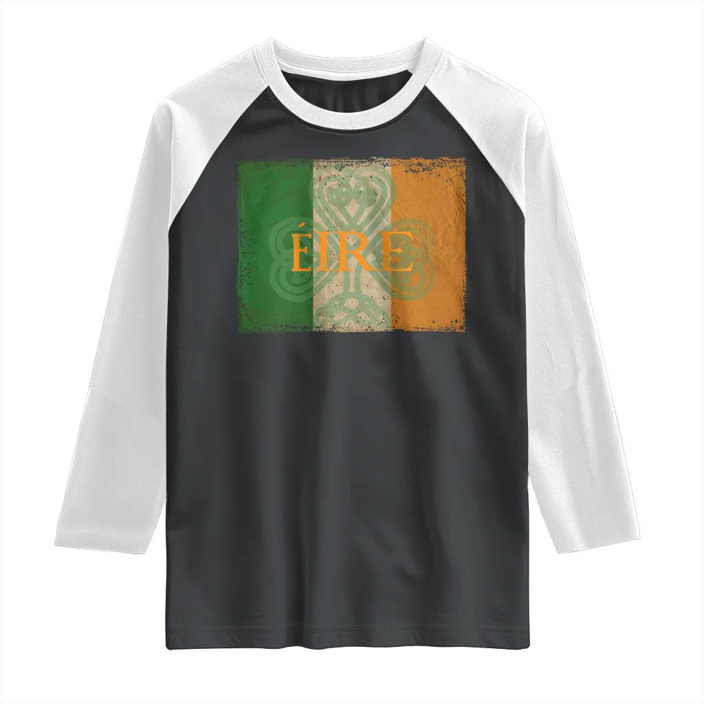 Eire Irish Pride Raglan Shirt Celtic Shamrock Ireland Flag