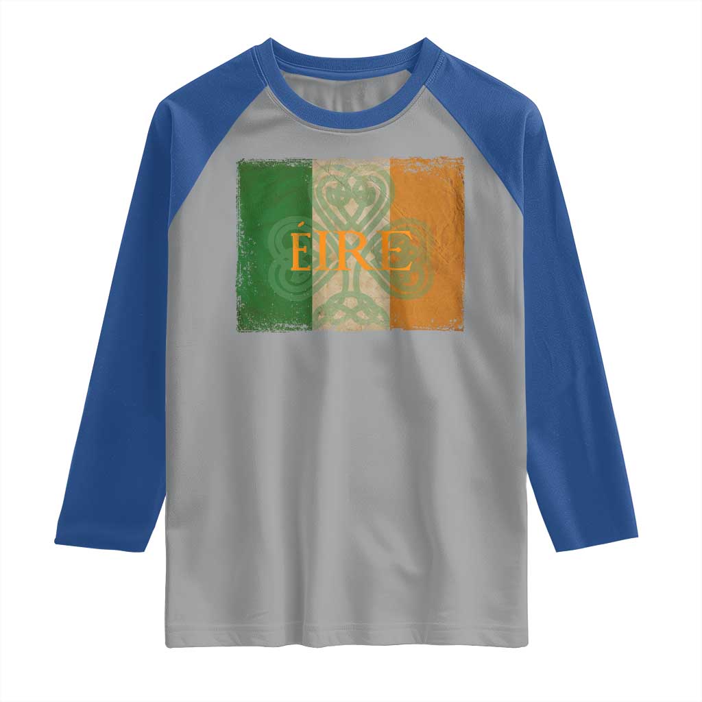 Eire Irish Pride Raglan Shirt Celtic Shamrock Ireland Flag