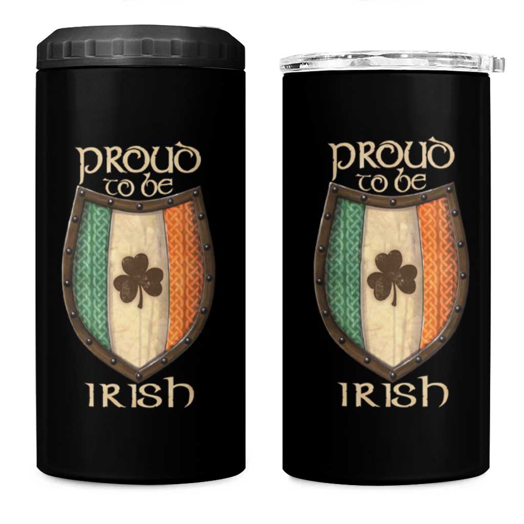 Proud To Be Irish 4 in 1 Can Cooler Tumbler Celtic Shamrock Ireland Flag