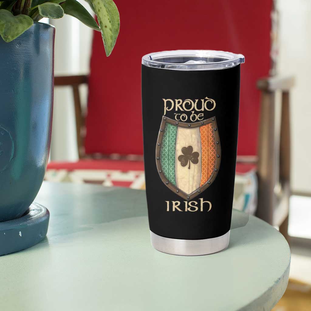 Proud To Be Irish Tumbler Cup Celtic Shamrock Ireland Flag