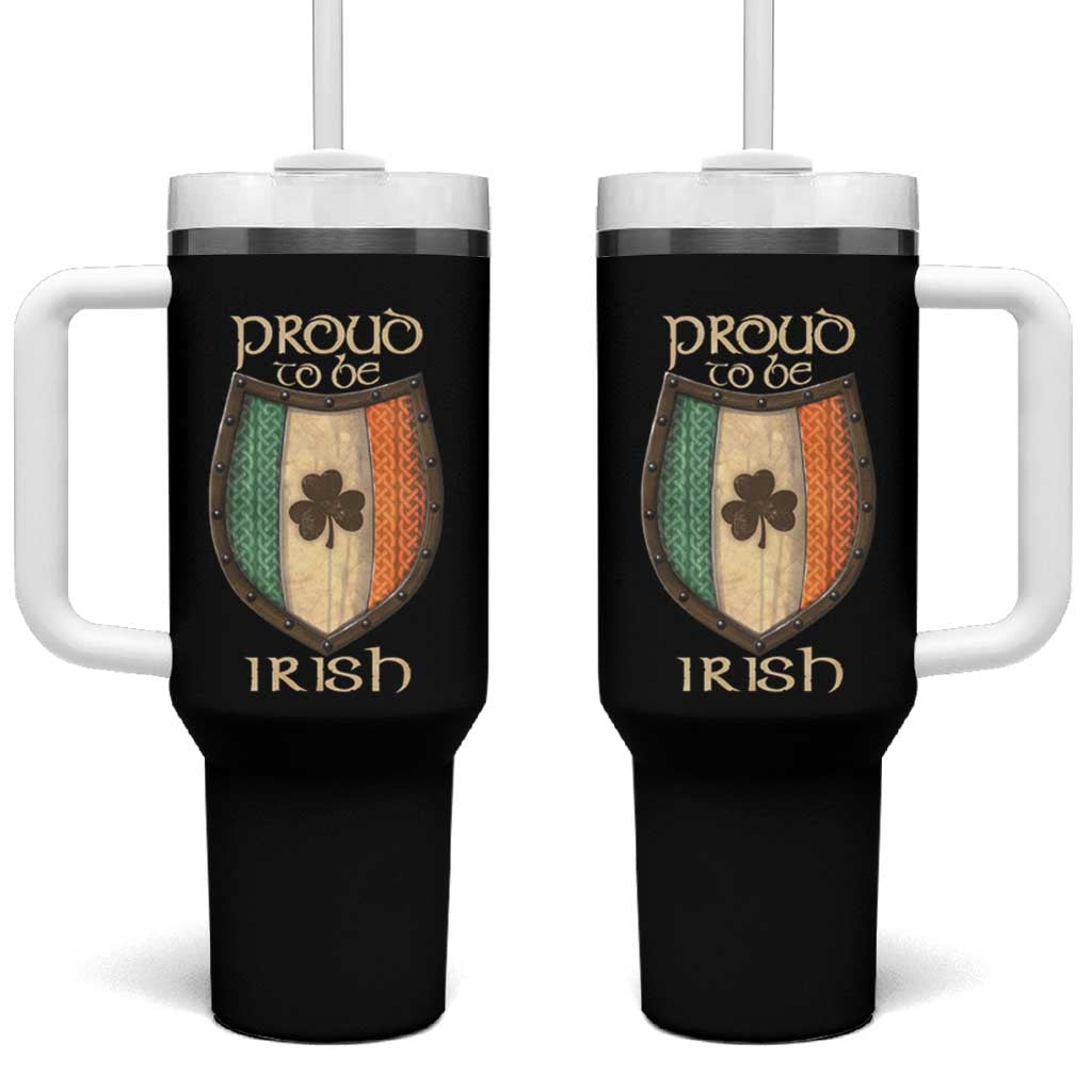 Proud To Be Irish Tumbler With Handle Celtic Shamrock Ireland Flag