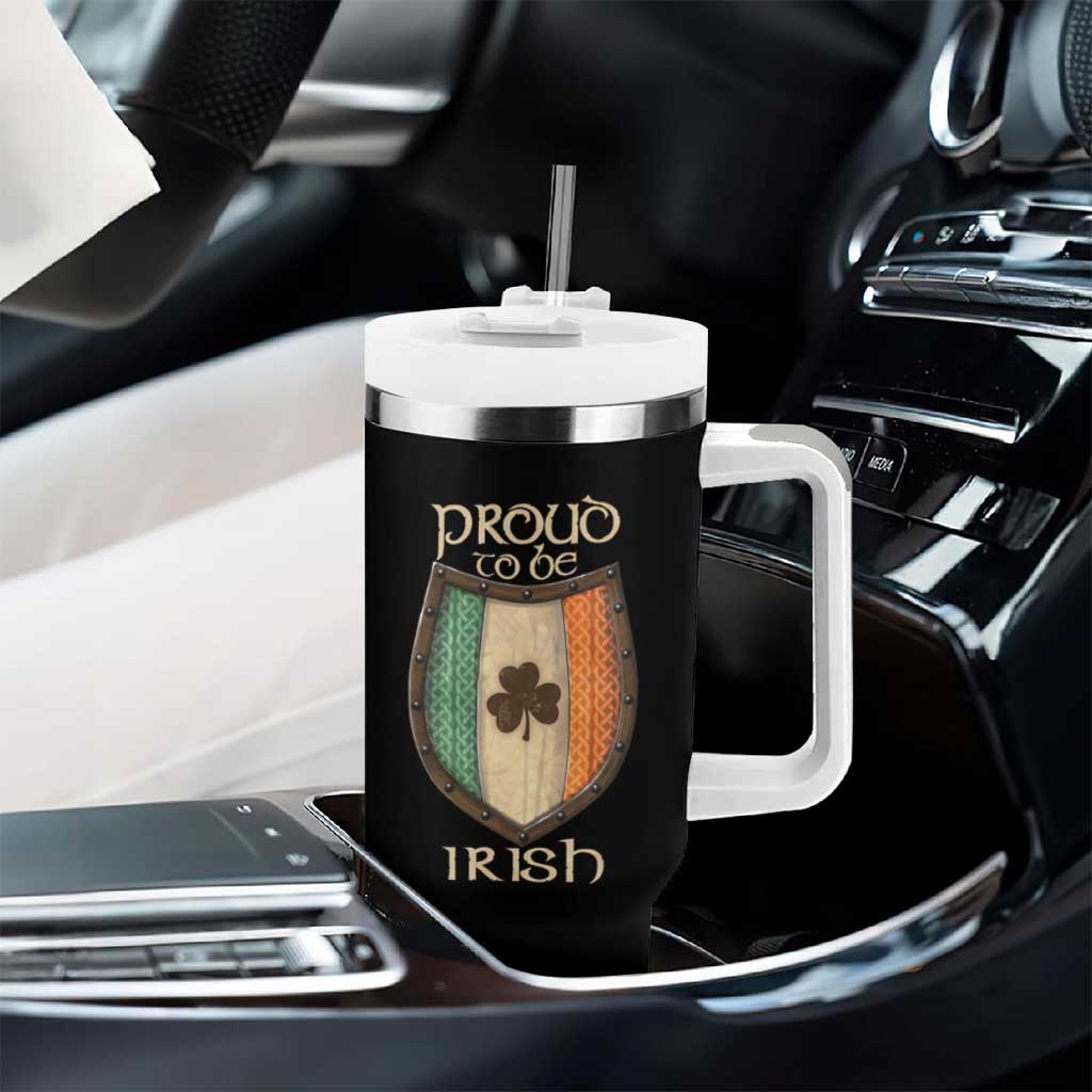 Proud To Be Irish Tumbler With Handle Celtic Shamrock Ireland Flag