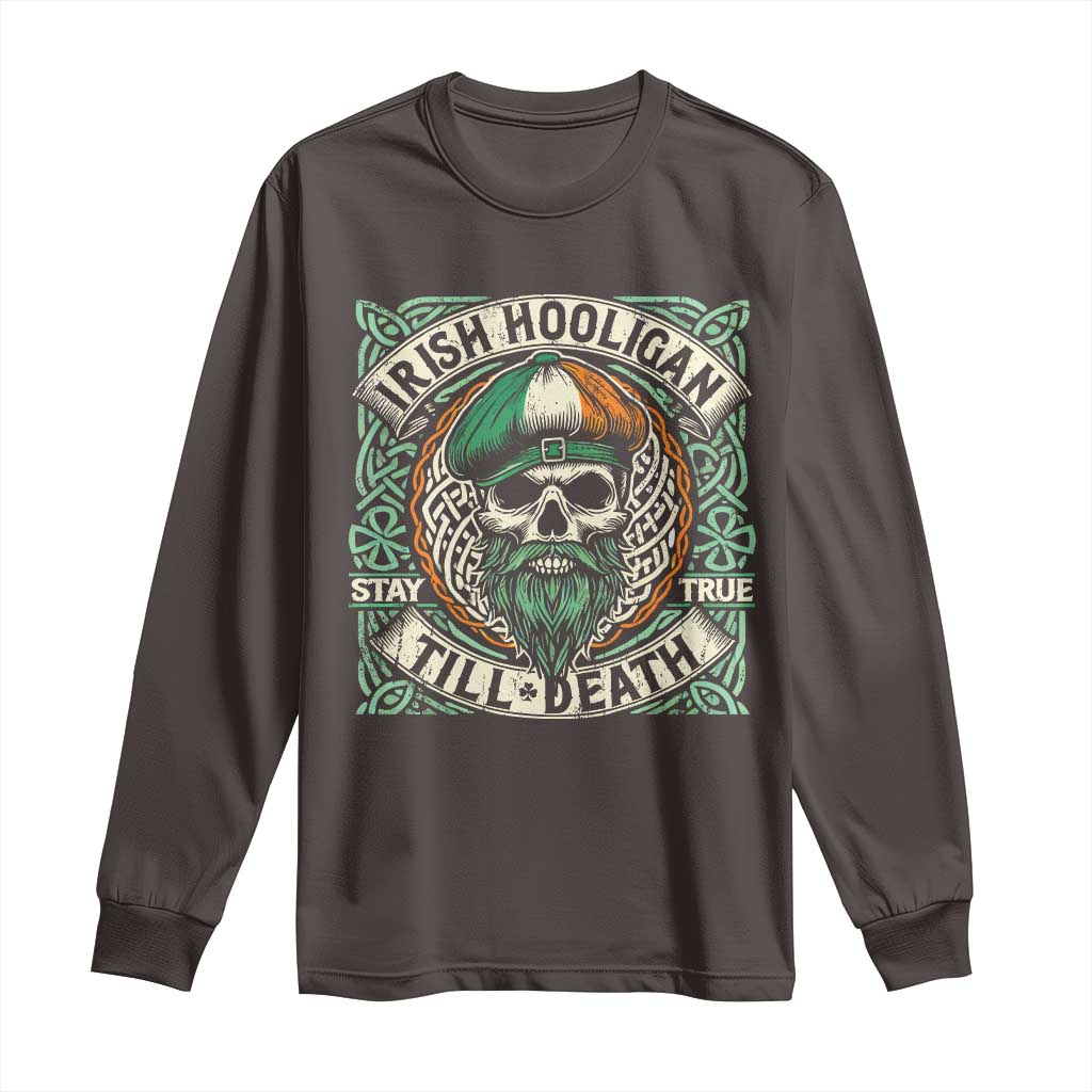 Irish Pride Long Sleeve Shirt Irish Hooligan Ireland Flag Skull