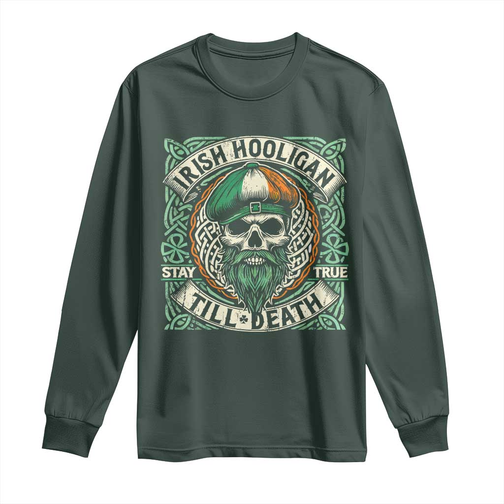 Irish Pride Long Sleeve Shirt Irish Hooligan Ireland Flag Skull