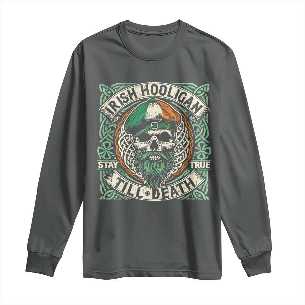 Irish Pride Long Sleeve Shirt Irish Hooligan Ireland Flag Skull