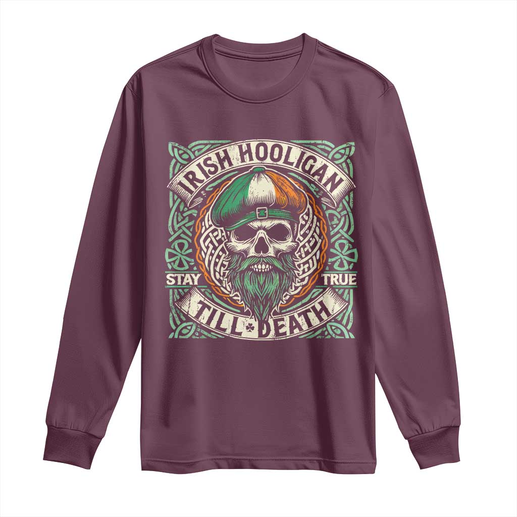 Irish Pride Long Sleeve Shirt Irish Hooligan Ireland Flag Skull