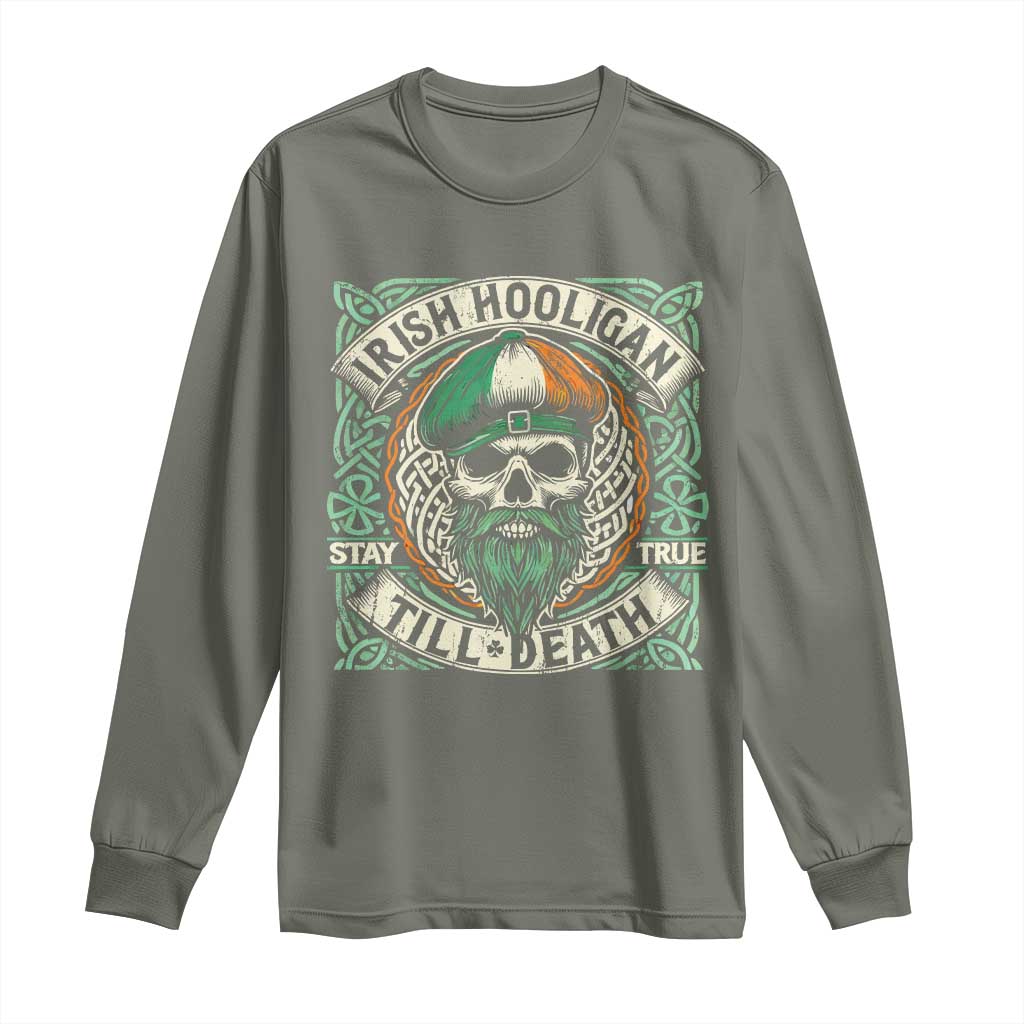Irish Pride Long Sleeve Shirt Irish Hooligan Ireland Flag Skull