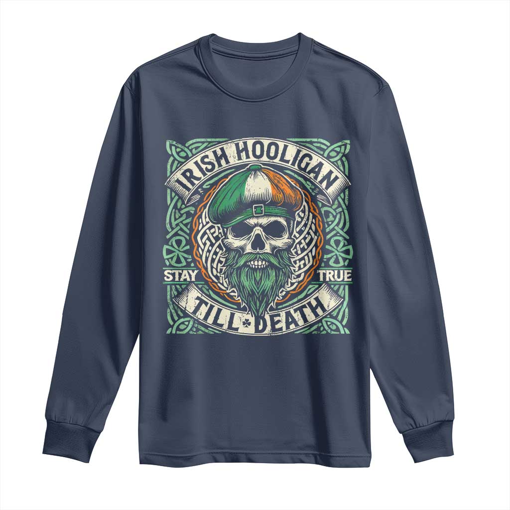 Irish Pride Long Sleeve Shirt Irish Hooligan Ireland Flag Skull