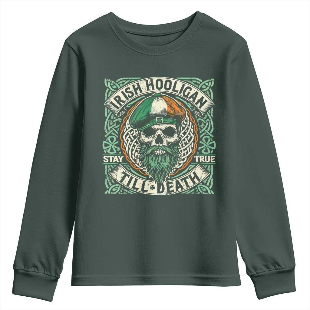 Irish Pride Youth Sweatshirt Irish Hooligan Ireland Flag Skull