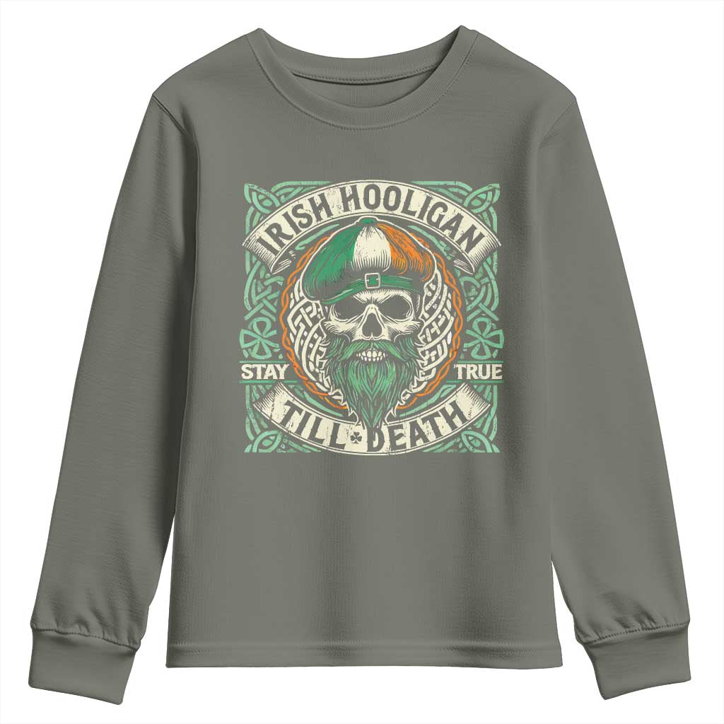 Irish Pride Youth Sweatshirt Irish Hooligan Ireland Flag Skull