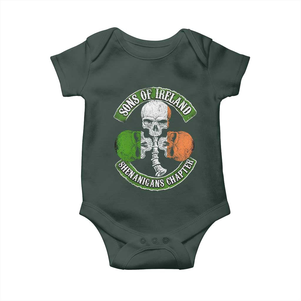 Irish Pride Baby Onesie Sons Of Ireland Shenanigans Chapter Skull Shamrock